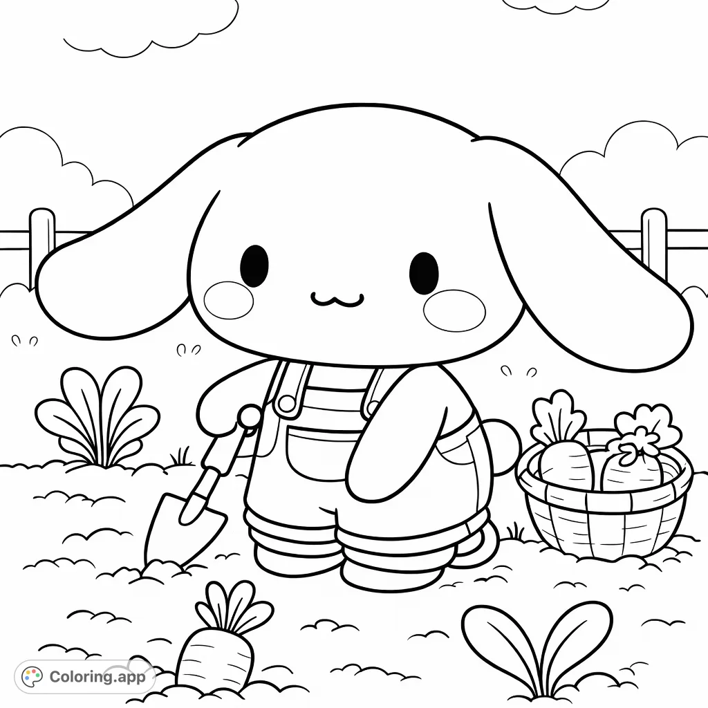 Join an adorable character as they tend to their garden, surrounded by freshly harvested carrots and leafy plants. A charming scene for all ages to enjoy.