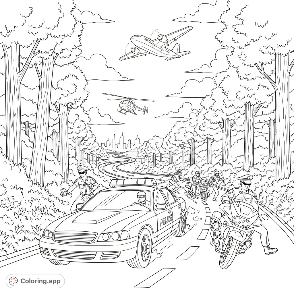 City Forest Police Chase - Coloring.app