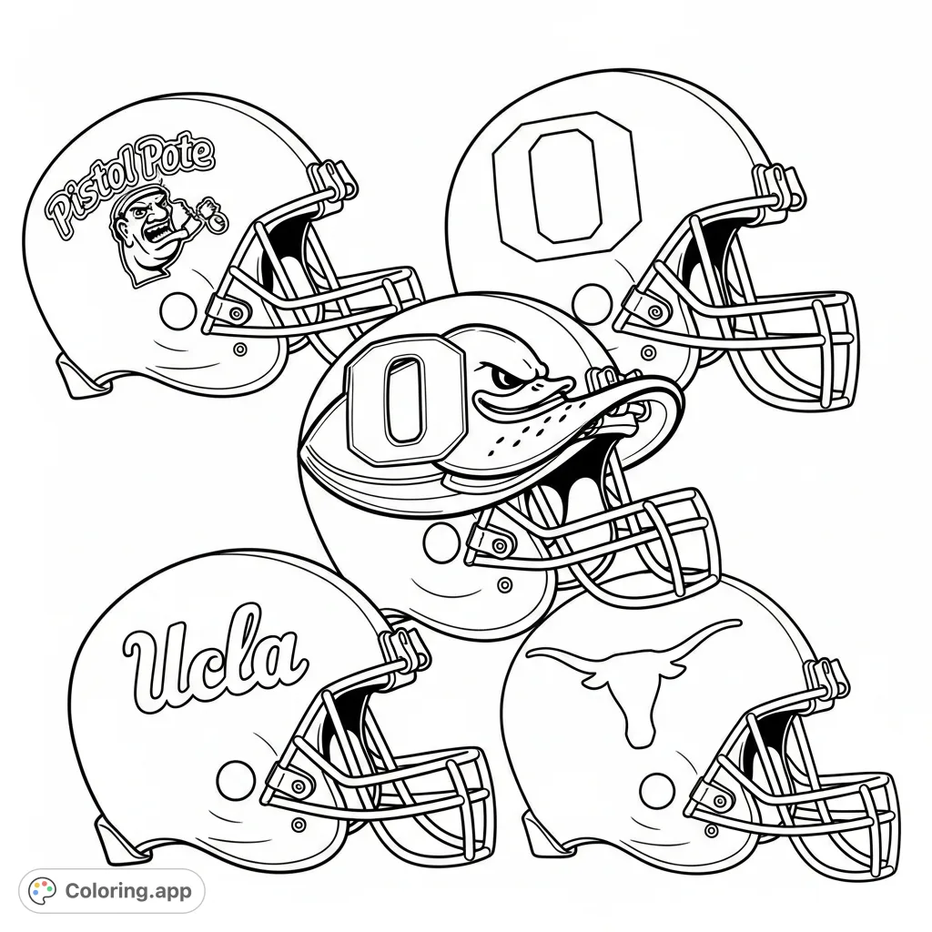 College Football Helmets - Coloring.app