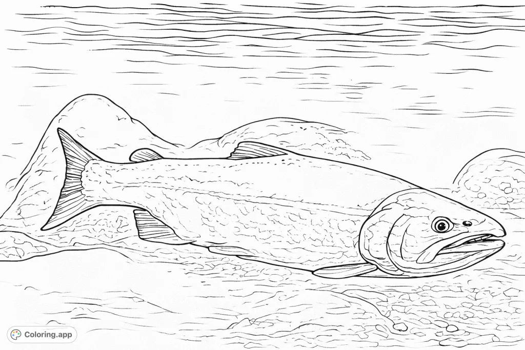Dive into an underwater world with this majestic fish coloring page, perfect for all ages to explore aquatic life and natural habitats.