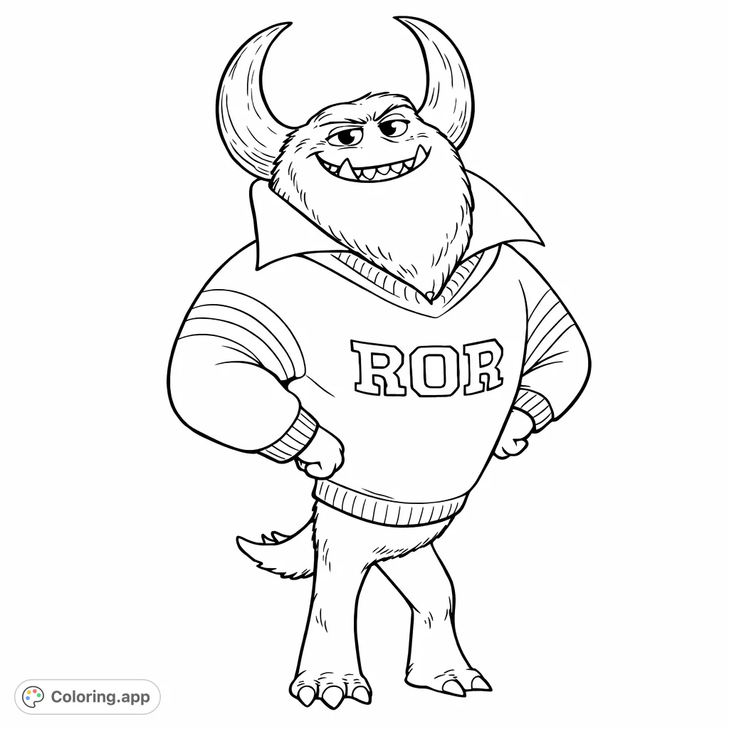 Confident College Monster - Coloring.app