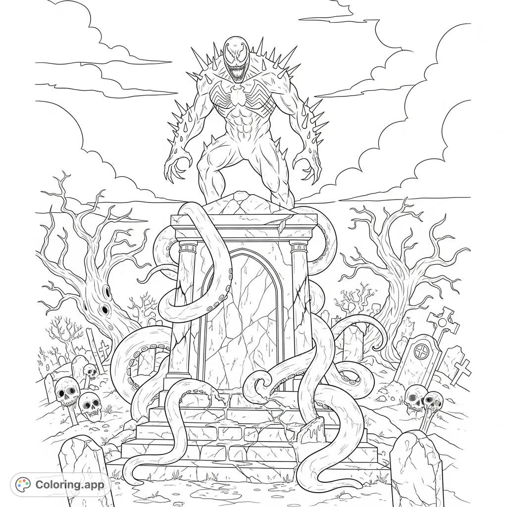 Venom Mausoleum Overgrown Cemetery - Coloring.app