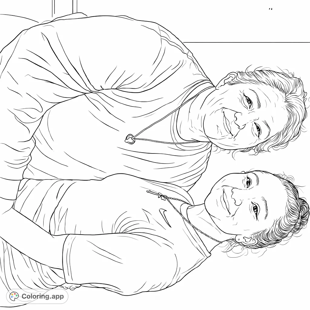 Capture the heartwarming connection between two individuals in this portrait coloring page. Perfect for expressing love and family bonds.