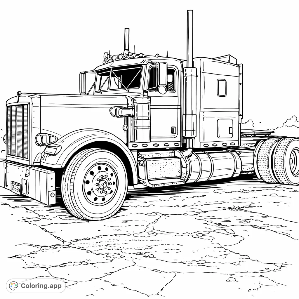 Workover Rig Color Pages Classic American Big Rig - Coloring.app