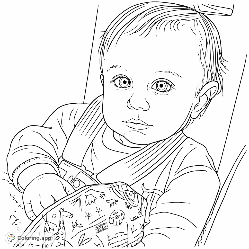 Capture a precious moment with this toddler in a car seat, holding a snack bag. Perfect for reliving everyday joys and creating a personal keepsake.