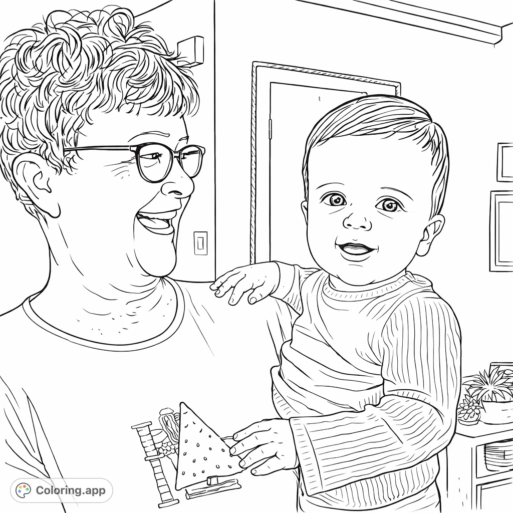 A heartwarming scene featuring an adult lovingly holding a happy baby, both smiling brightly. Perfect for capturing tender family moments.