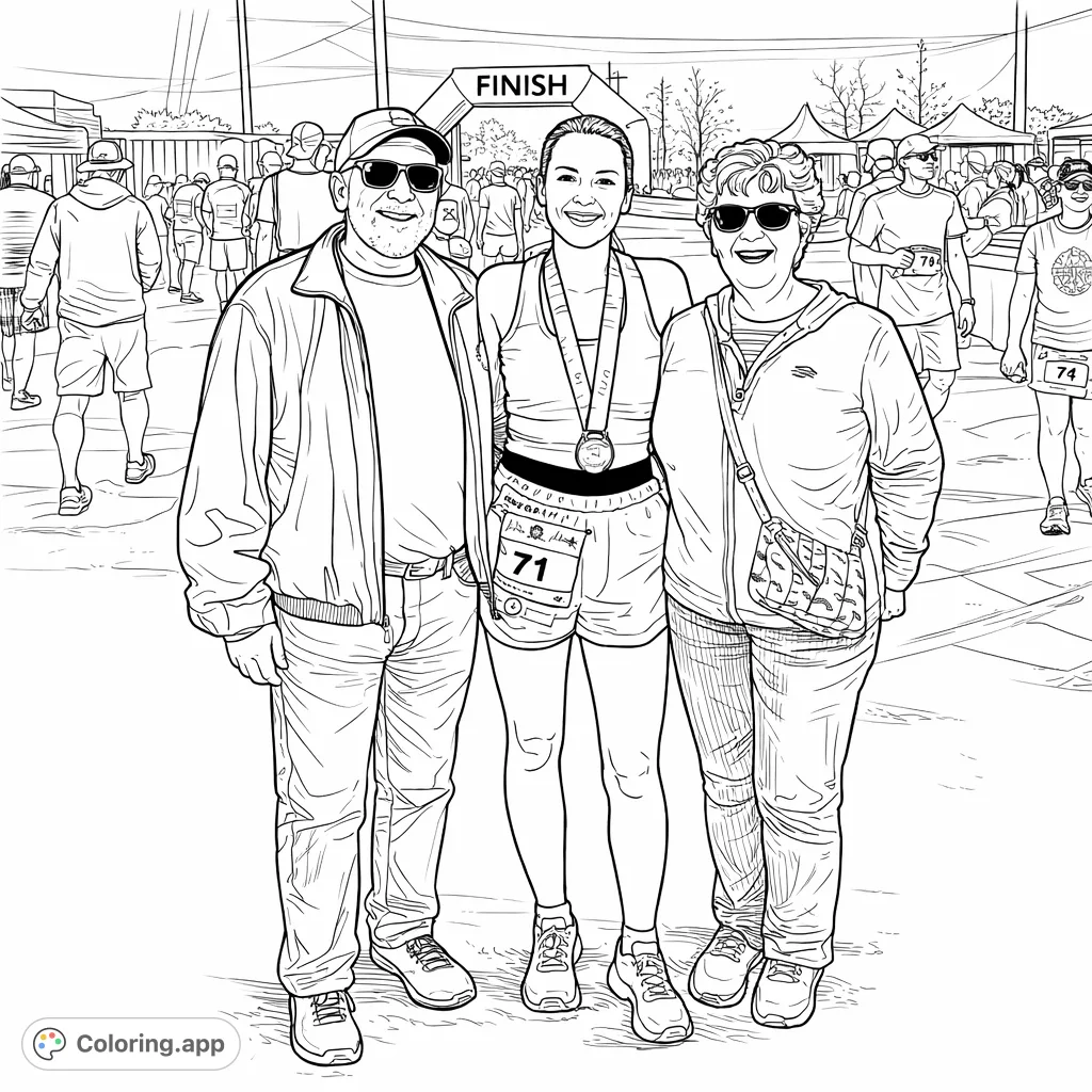 Race Day Finish Line Family - Coloring.app