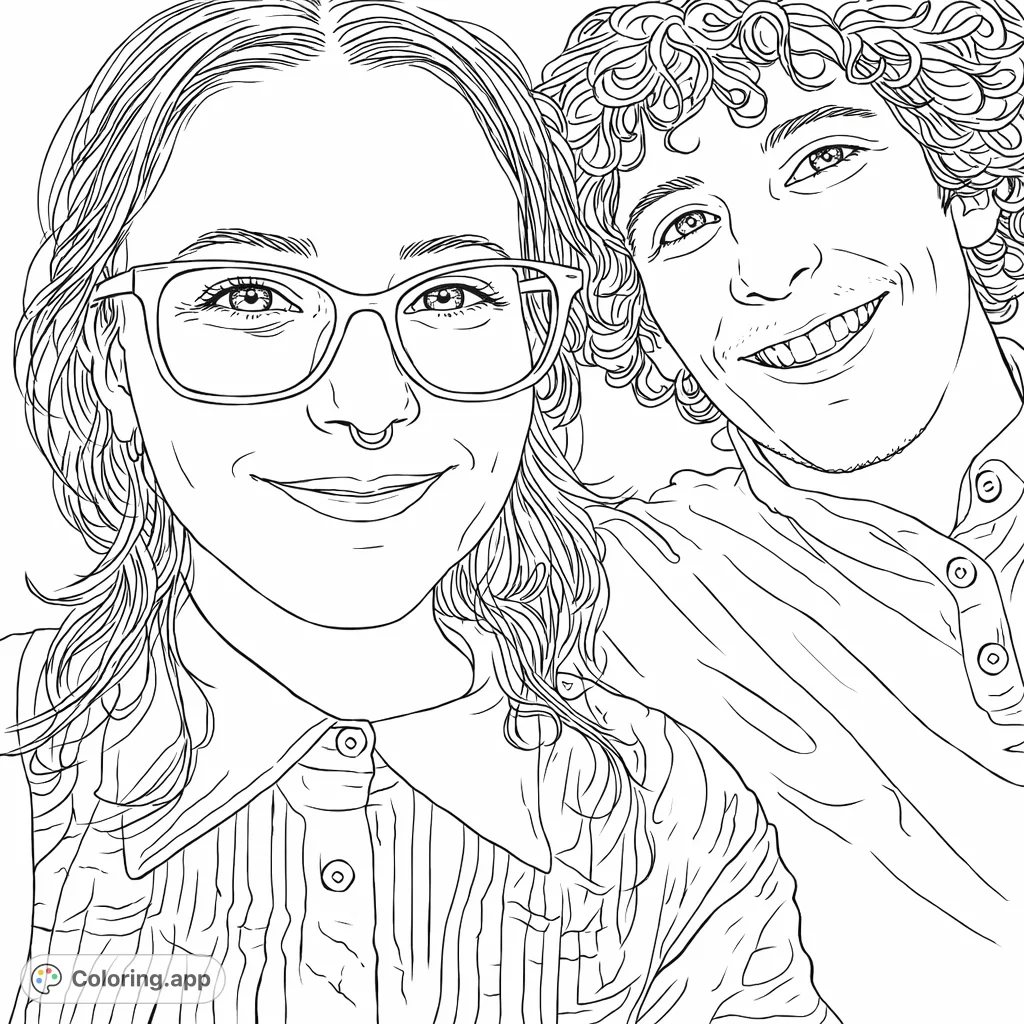 A heartwarming close-up of a smiling couple, perfect for personalizing with your favorite shades. Capture the joy and connection in this expressive portrait.