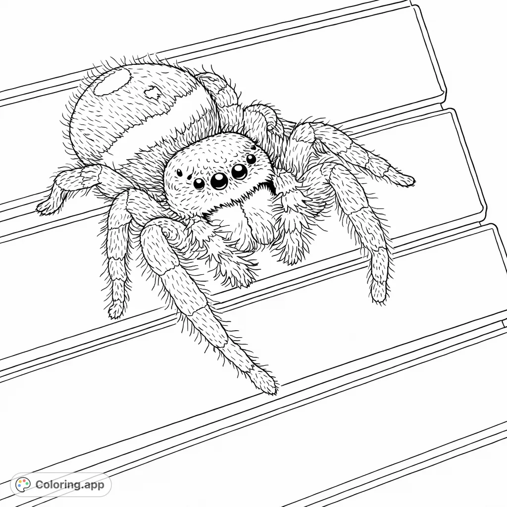 Spider Bitmap Furry Jumping Spider Portrait - Coloring.app