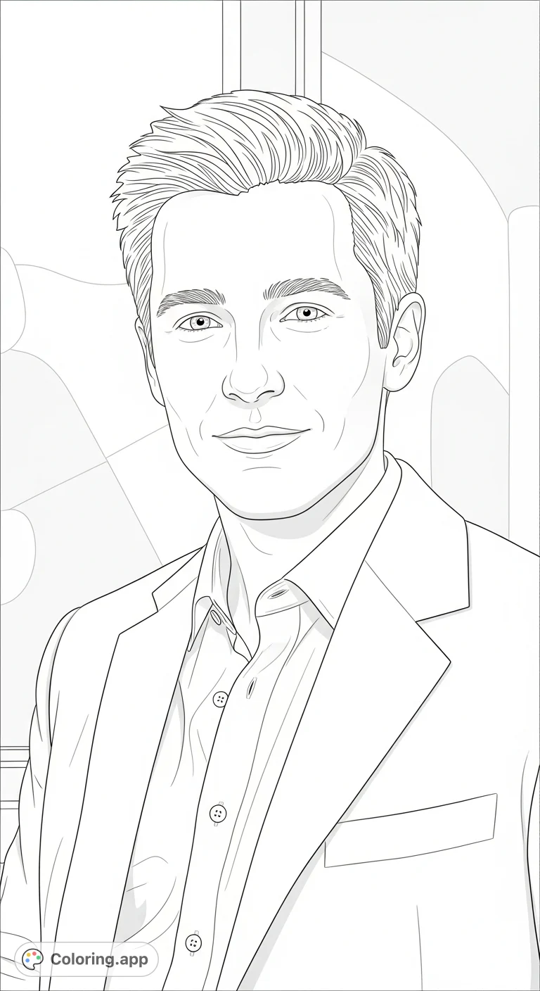 A detailed portrait of Justin Chesnoff, capturing his approachable expression and distinct features. Perfect for fans and coloring enthusiasts.