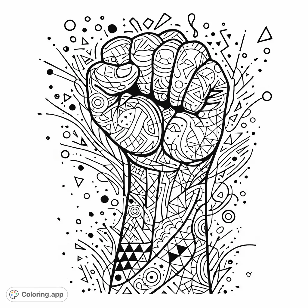 Dynamic Abstract Power Fist - Coloring.app
