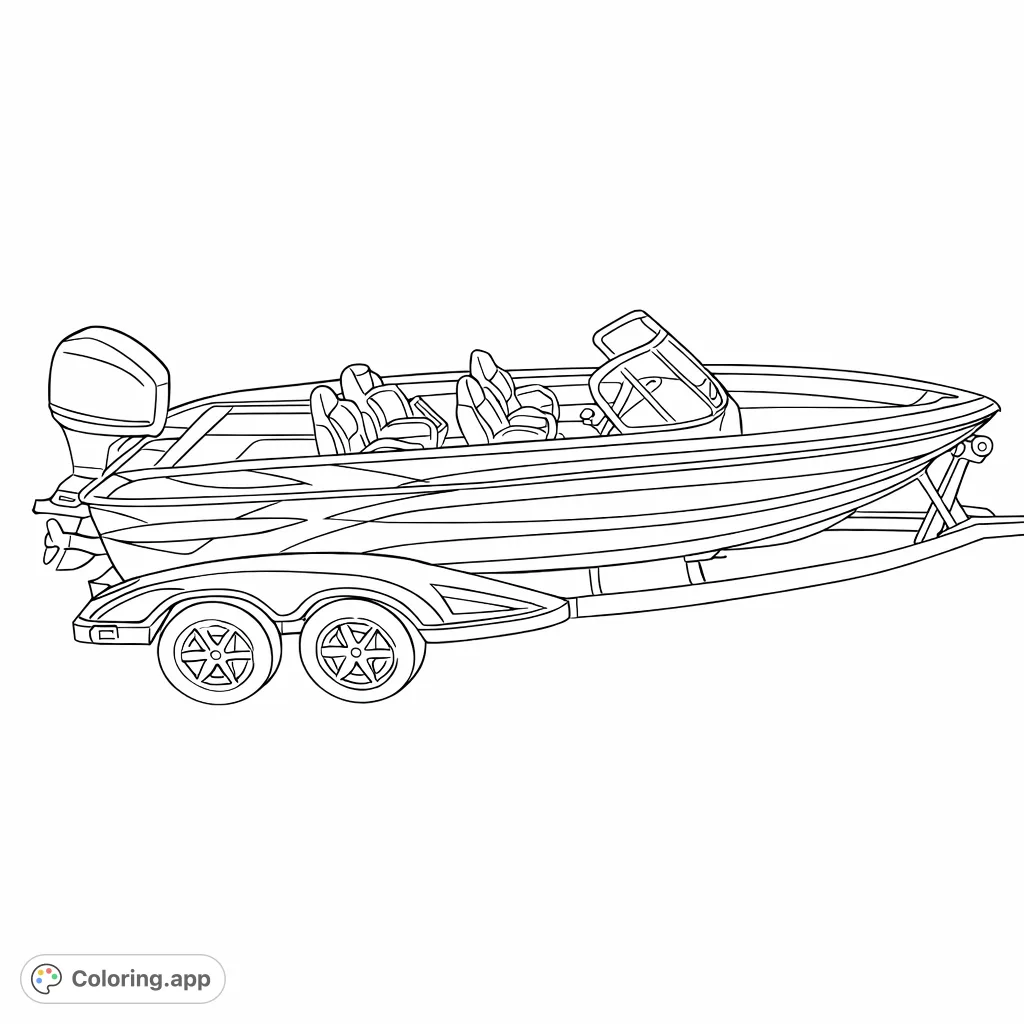 Detailed powerboat on a dual-axle trailer, ready for transport or adventure. Perfect for enthusiasts to customize with their favorite colors.