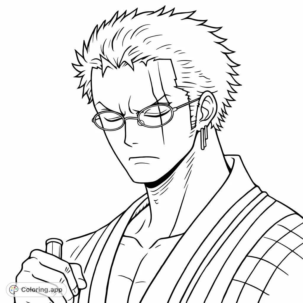 A compelling anime-style warrior with spiky hair, round glasses, and a distinctive scar across his eye, exuding a serious, determined aura.
