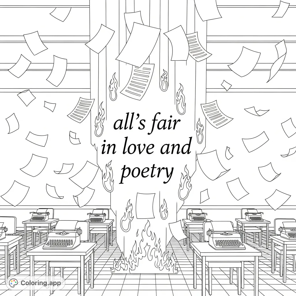 Immerse yourself in a dramatic scene inspired by Taylor Swift's "Fortnight" music video, featuring a poetic quote amidst falling papers and an institutional setting.