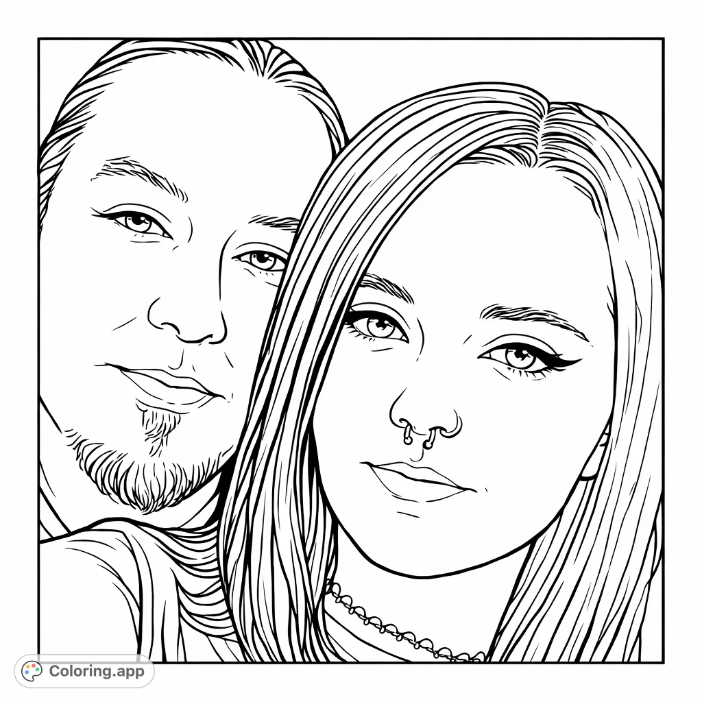 A heartwarming close-up portrait featuring two individuals, perfect for personalizing with your chosen shades. Explore expressions and features.