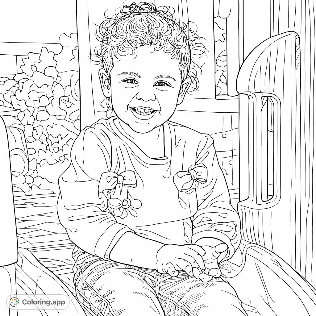 Capture the joy of childhood with this playground coloring page. A happy child sits on a slide, ready for creative expression and fun!