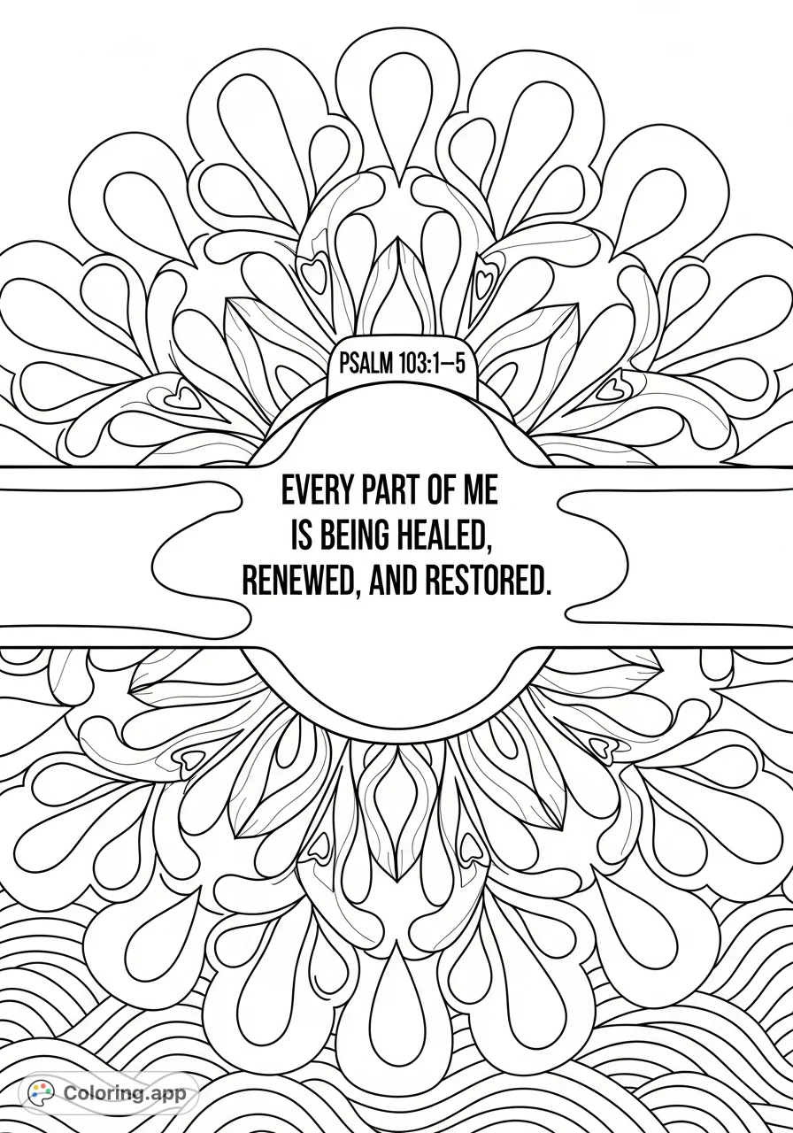 Discover a beautiful flowing mandala coloring page with organic curves and an inspiring affirmation. A free printable coloring page for mindful creativity.