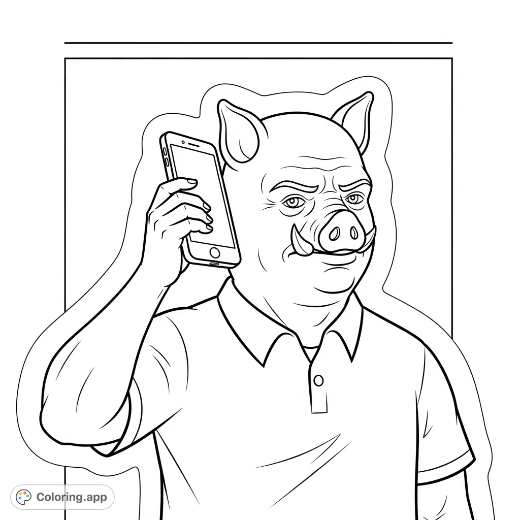 A peculiar John Pork character holds a phone to his ear, implying a call. A unique and humorous image for creative expression.