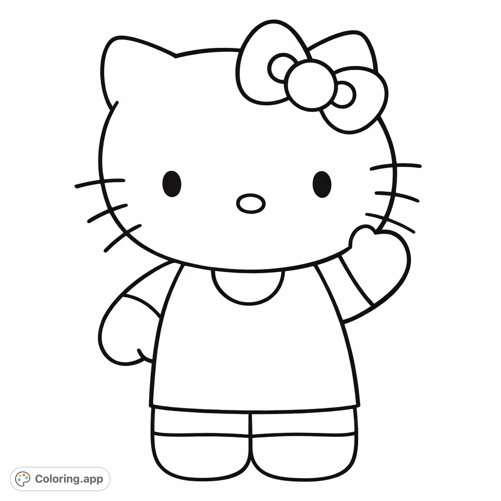 A delightful animated character with a signature bow, waving cheerfully. Perfect for young fans to color and bring to life with imagination.