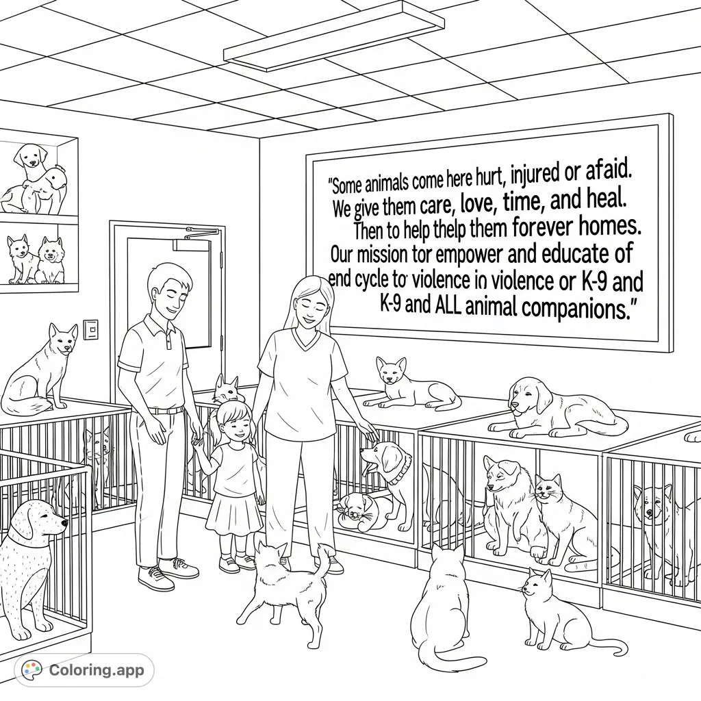 A heartwarming animal rescue scene with Joy, Craig, Willow, and her mom, surrounded by recovering animals and a powerful message of care and hope.