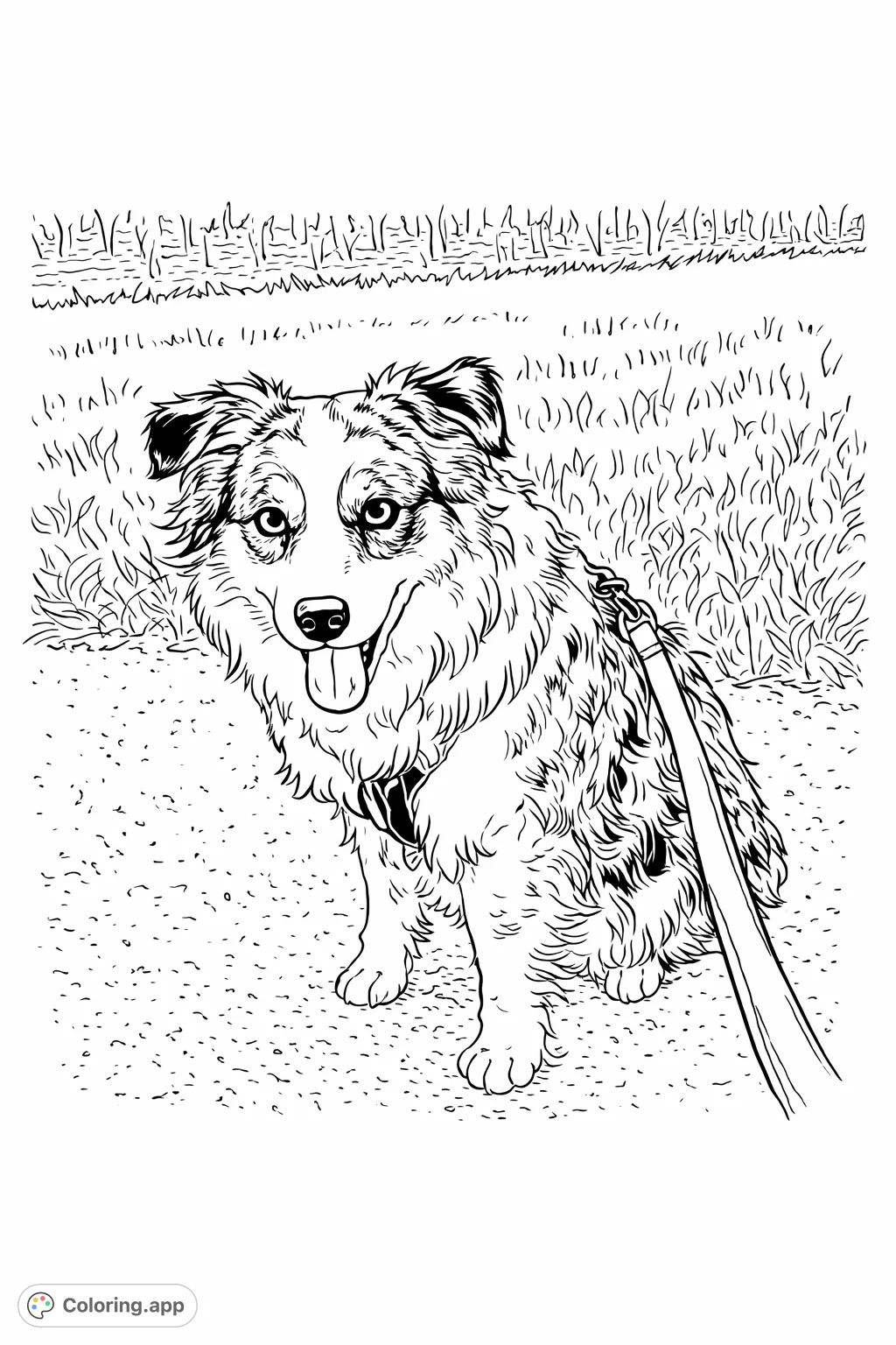 Color a charming patterned dog with expressive eyes and a gentle pose. Perfect for dog lovers to explore fur textures and add personal flair to a loyal companion scene.