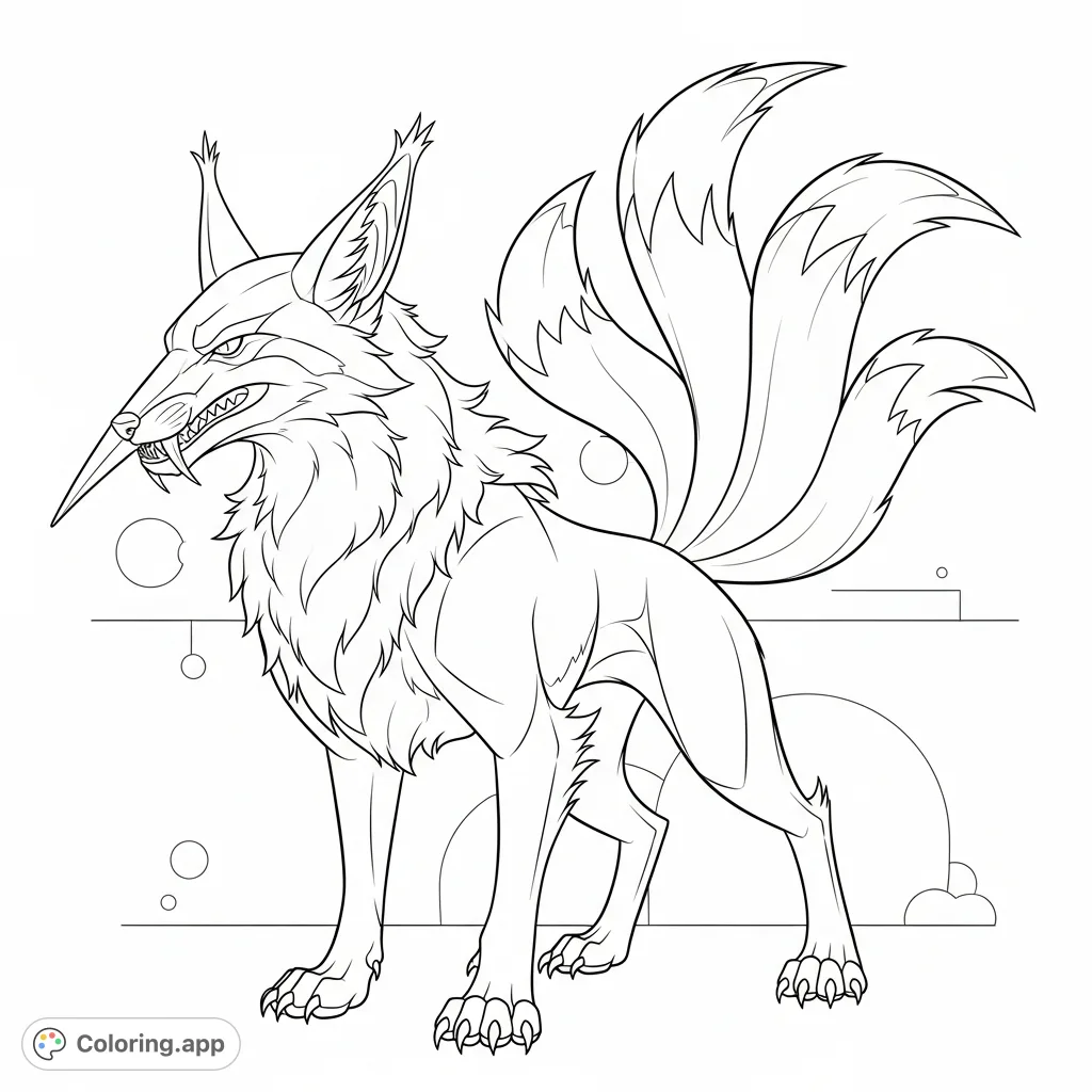 Discover a powerful fox-monster with sharp features and a striking presence. A minimalist background ensures the creature's detailed form stands out.