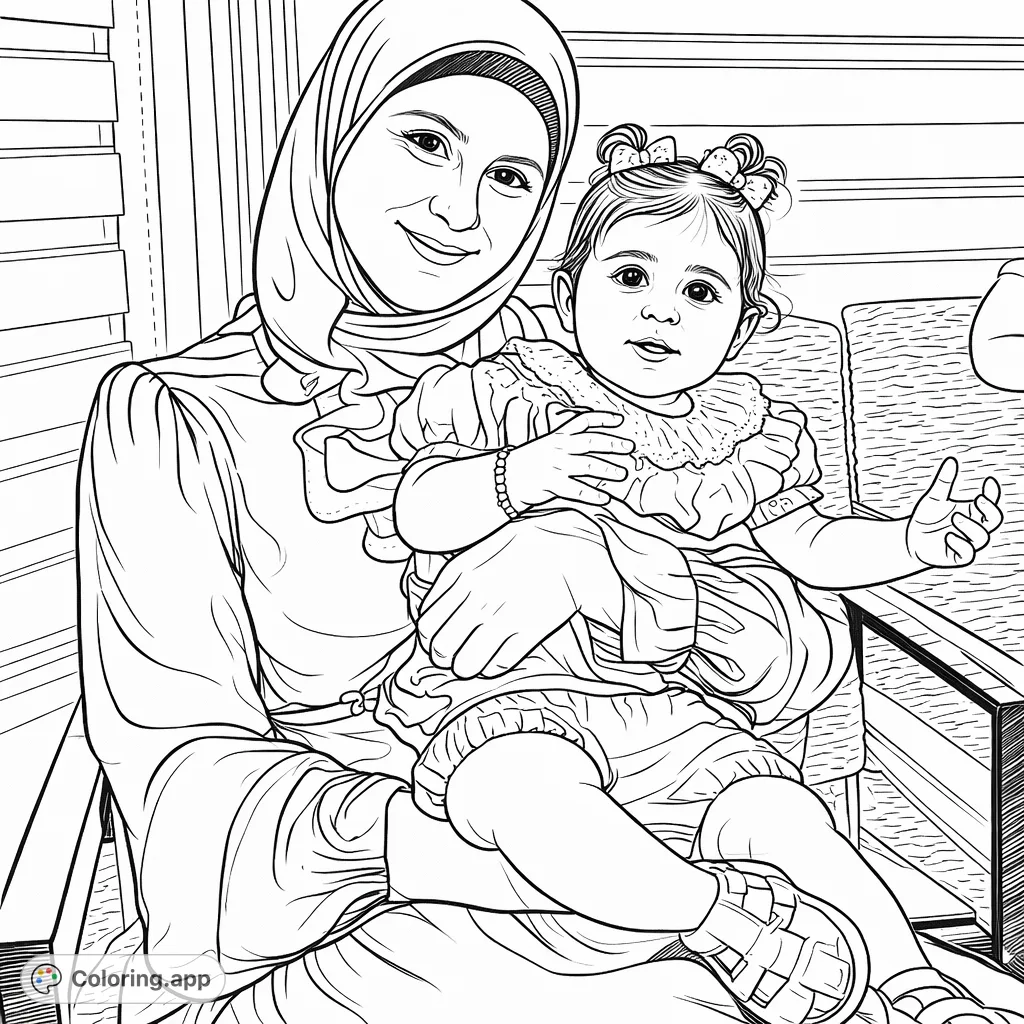A heartwarming mother and baby portrait capturing a tender family bond. Features a loving mother holding her child, perfect for expressing affection and connection.