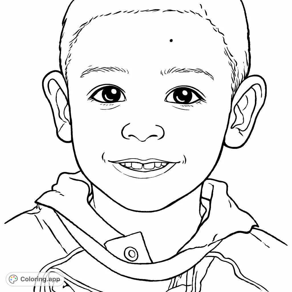 Capture the innocence of a smiling child in this detailed portrait coloring page. Perfect for expressing warmth and personality with your colors!