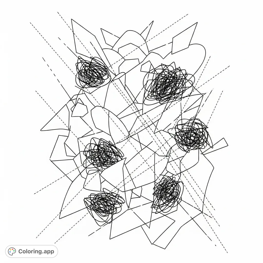 Dashed Lines and Abstract Forms - Coloring.app