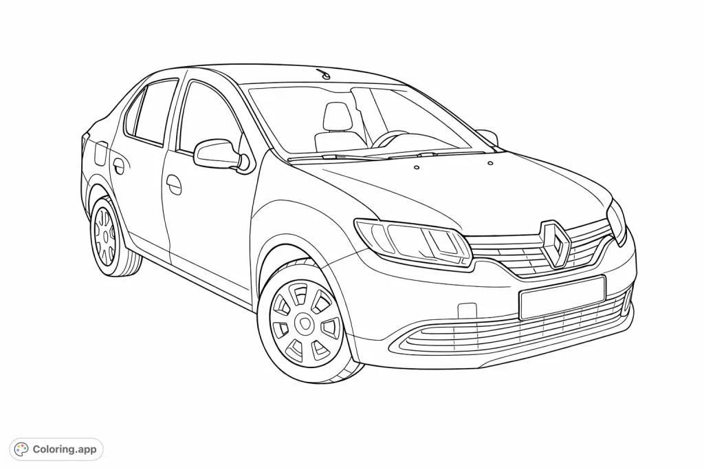 Customize this sleek modern sedan coloring page, perfect for car enthusiasts to personalize their dream vehicle with unique colors and finishes.