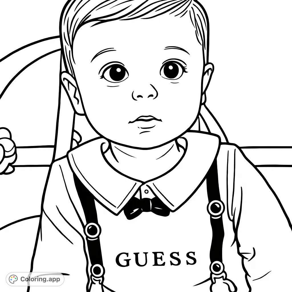An adorable baby in a stylish shirt with a bow tie and suspenders. Perfect for personalizing a special little one.