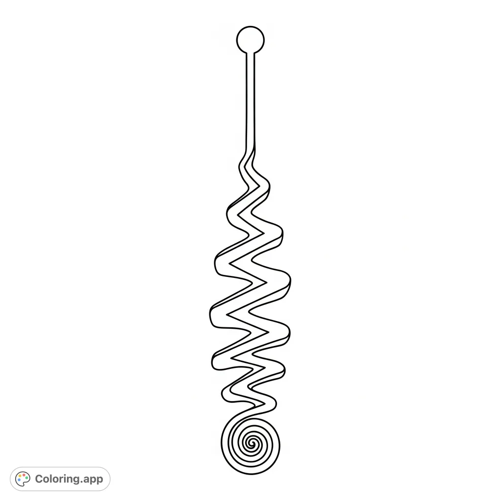 Discover tranquility with this detailed Unalome spiritual symbol coloring page. Perfect for mindful coloring and reflection.