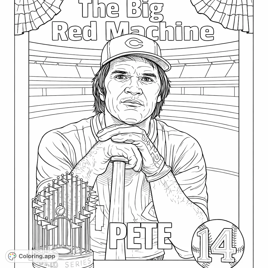 A detailed baseball player portrait, posed with his bat against a stadium backdrop, framed like a classic trading card. Perfect for sports fans.
