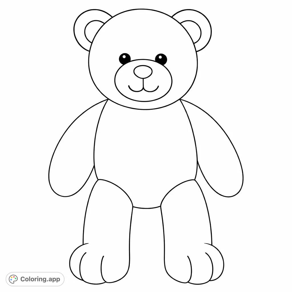 A charming teddy bear outline with a friendly face, ready for you to color and customize its body. Perfect for creative fun!