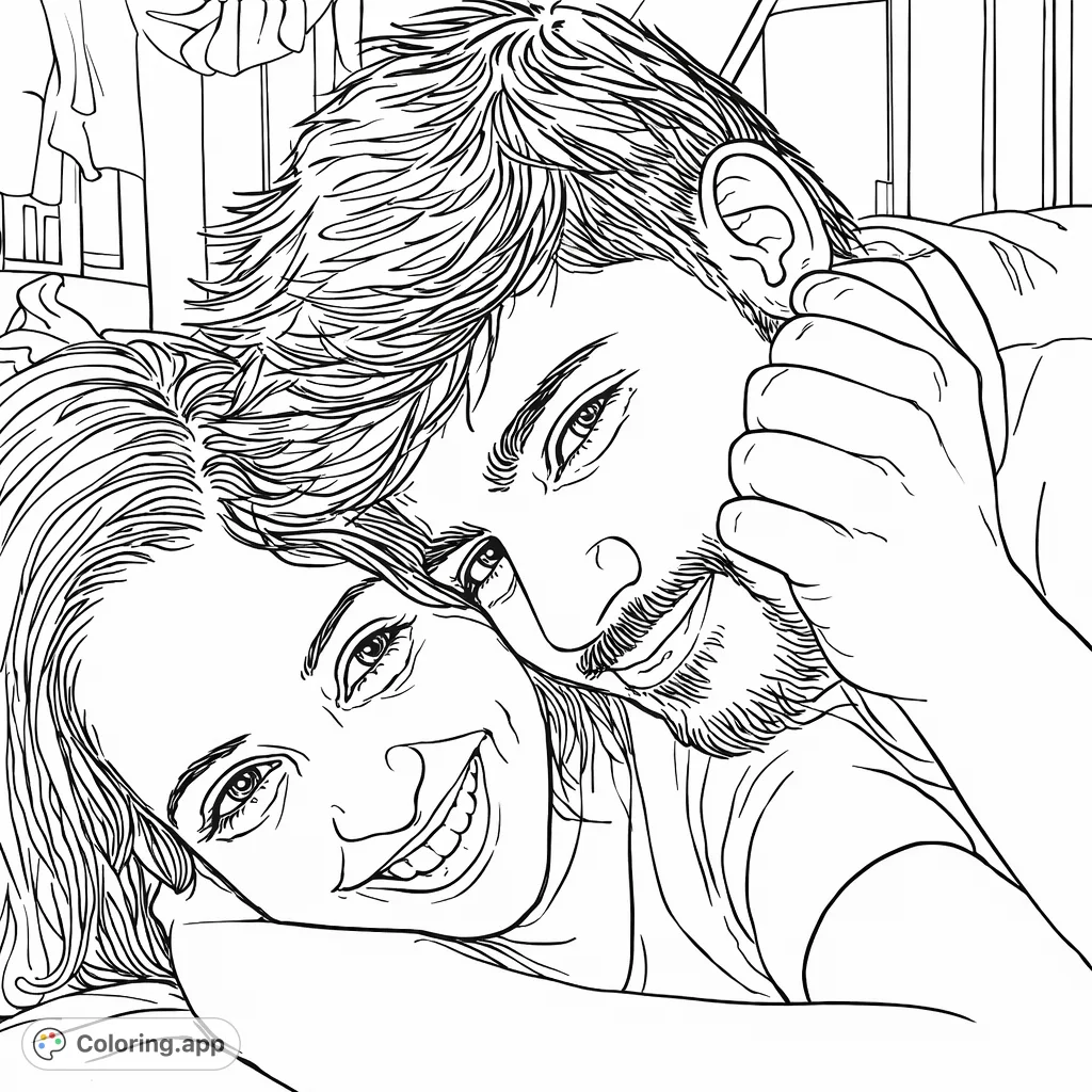 Capture the warmth of a loving embrace with this couples coloring page, perfect for expressing connection and affection.