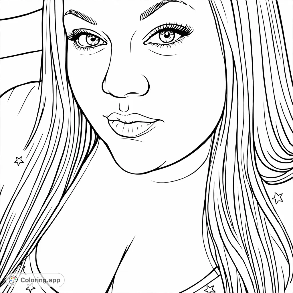 Woman's Serene Portrait - Coloring.app