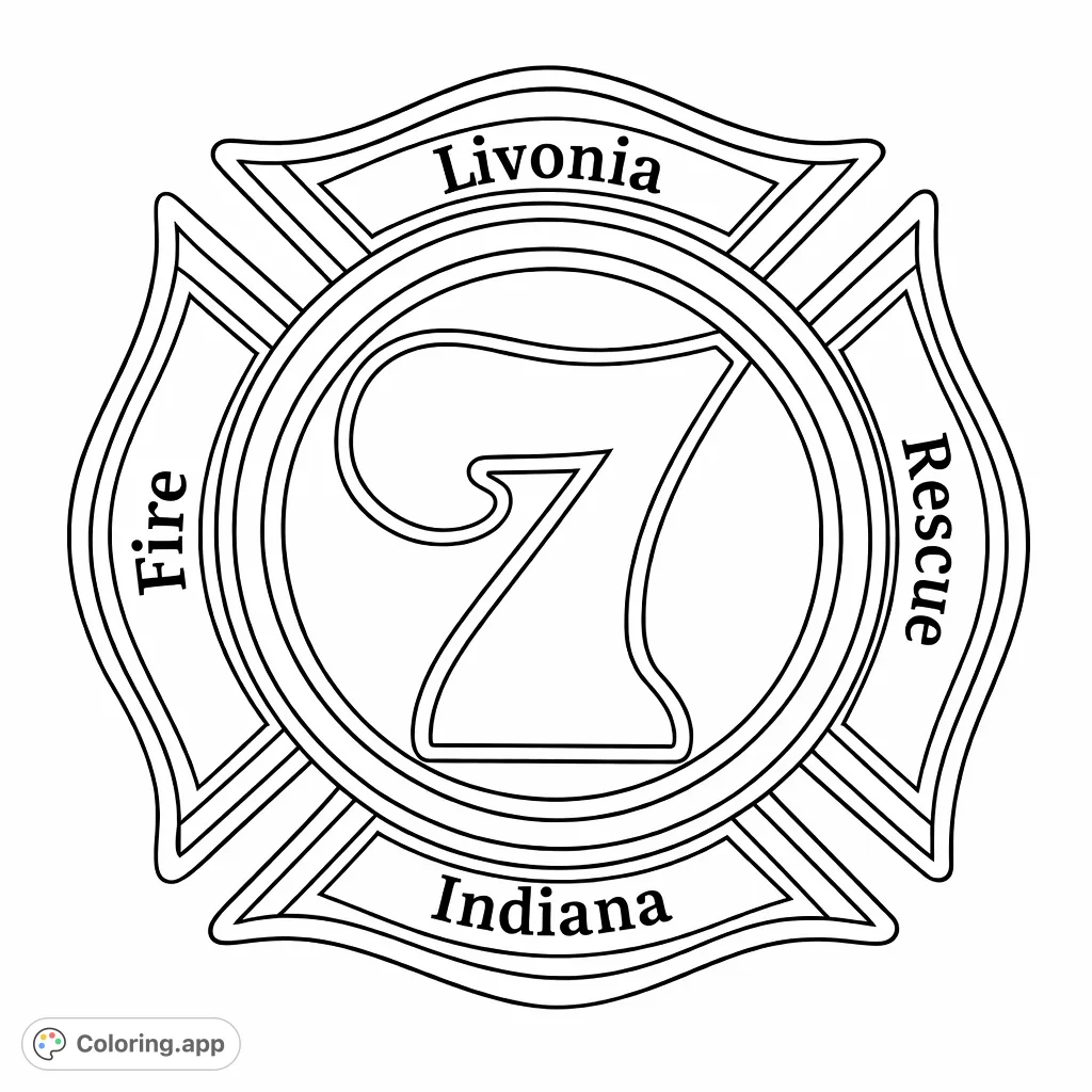 Ultimate Resc Fire Rescue Emblem Number Seven - Coloring.app