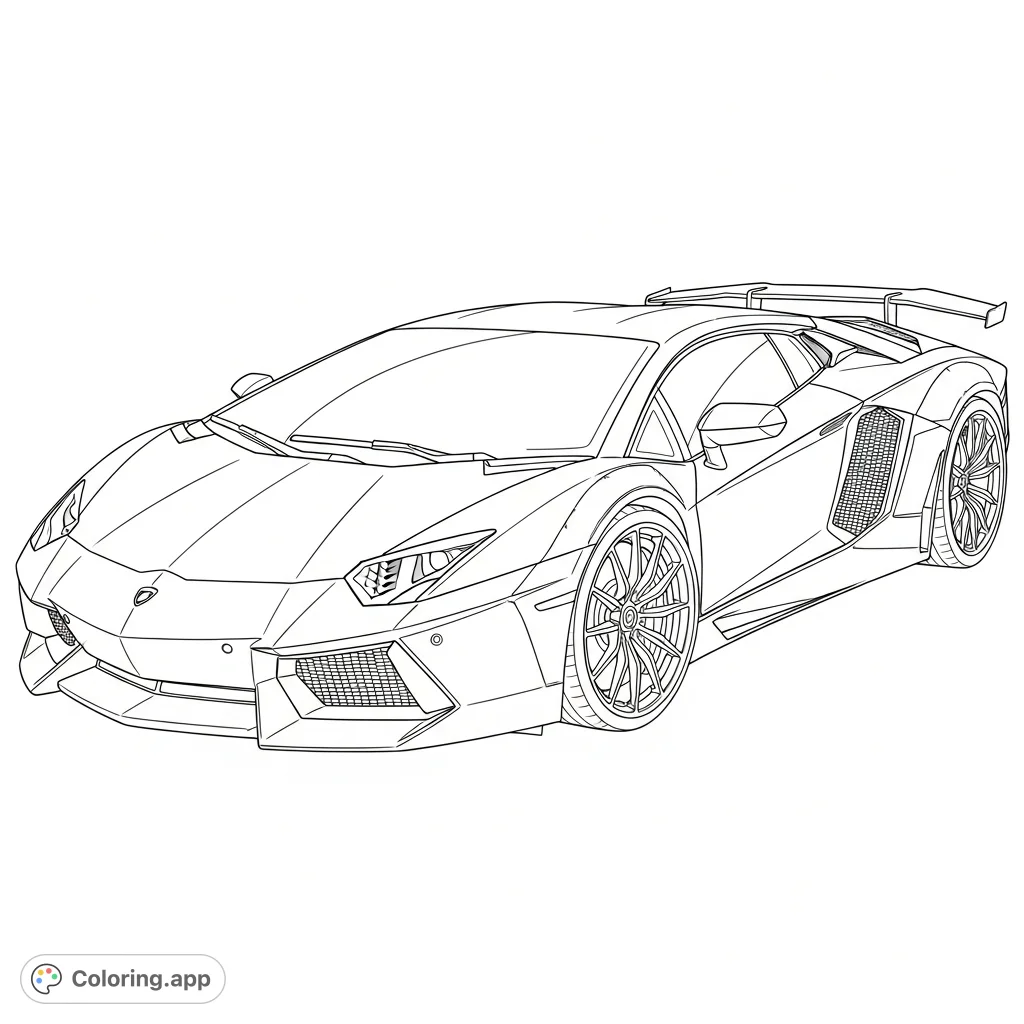 Unleash your creativity on this high-octane supercar! Featuring sharp lines and intricate details, this Aventador-inspired design offers an exciting coloring challenge.