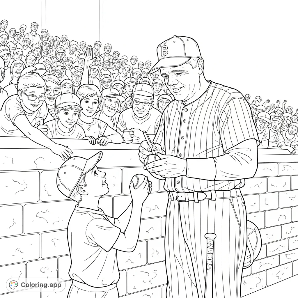 Babe Ruth Fenway Printable Babe Ruth Baseball Legend - Coloring.app