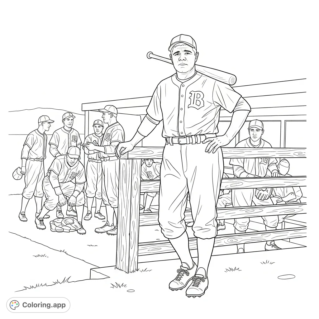 Babe Ruth Fenway Printable Babe Ruth Dugout Legend - Coloring.app