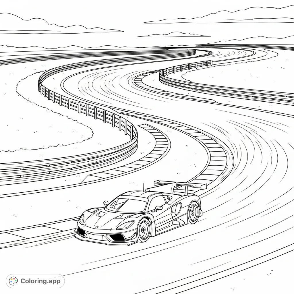 Experience the thrill of a racing car navigating a tight chicane. Intricate curbing and a dynamic vehicle capture speed and precision.