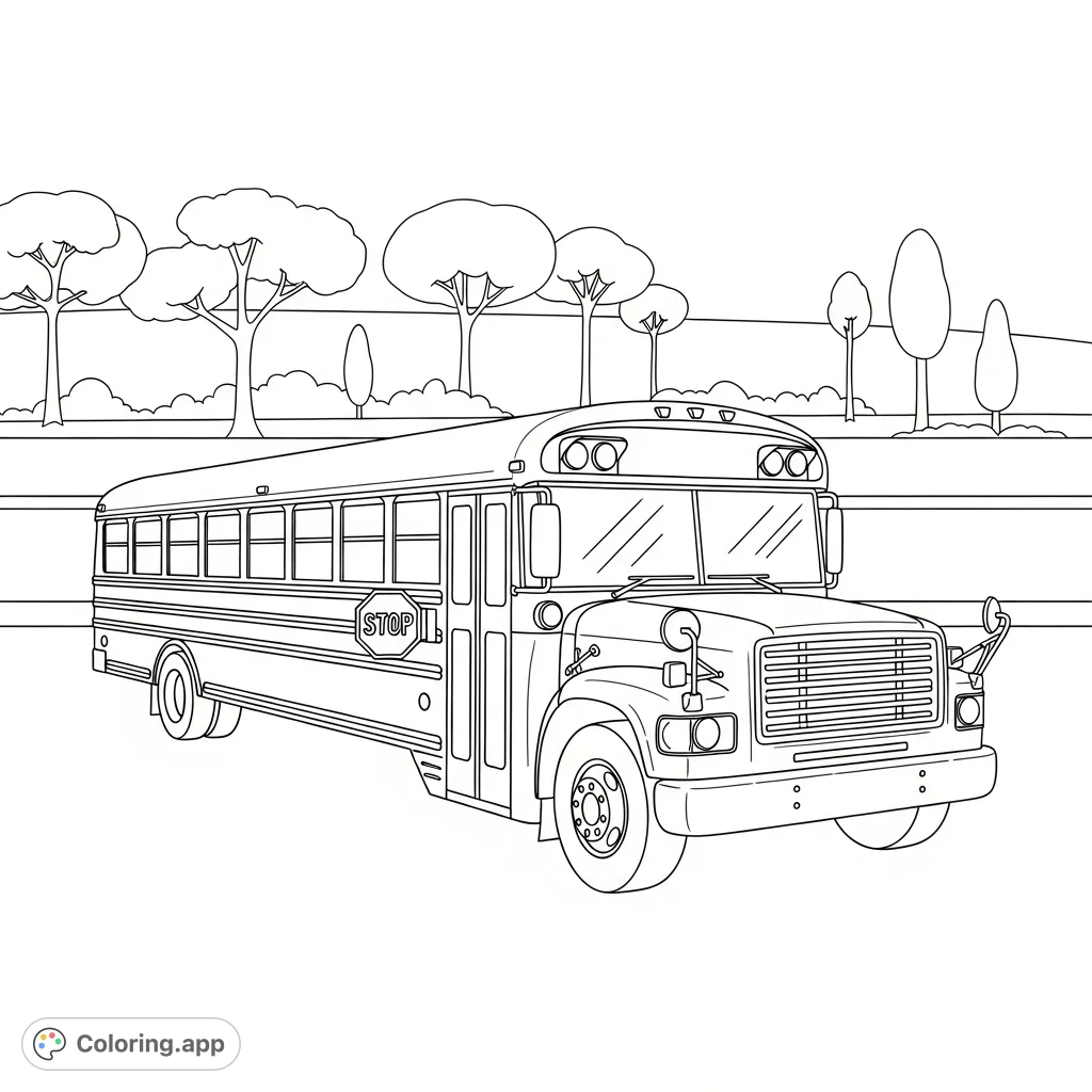 First Bus Colouring In Classic School Bus Journey - Coloring.app