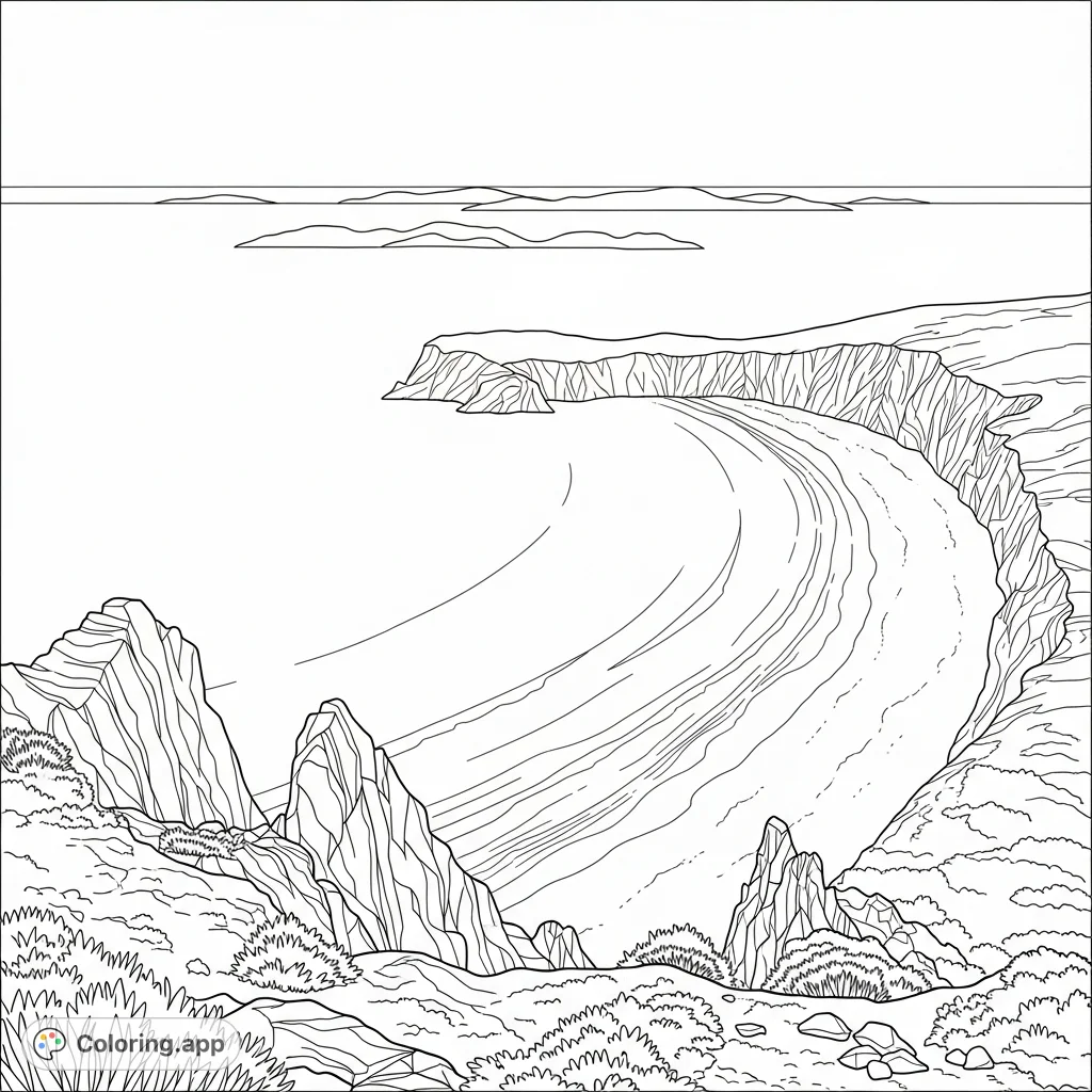 Cliffside Crescent Beach Vista Coloring app Cliffside Crescent Beach Vista Coloring app