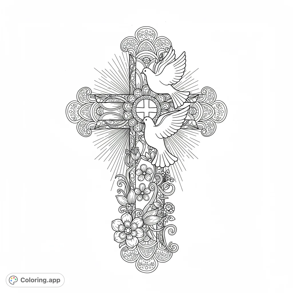 A beautiful Christian coloring page featuring a detailed illustration with clean lines and open spaces for easy coloring. Perfect for kids and adults seeking a peaceful activity.