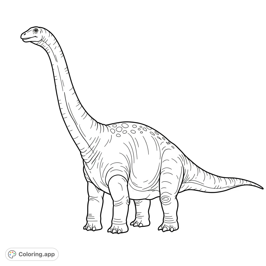 Majestic Apatosaurus coloring page! Featuring a detailed, yet accessible design with bold lines and open spaces for easy coloring.