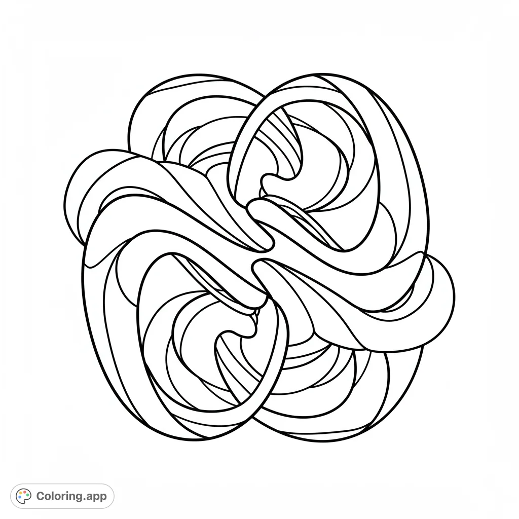 Two best friends' bond illustrated with abstract, flowing shapes. Modern coloring page with bold outlines, detailed and open areas for creative coloring fun.