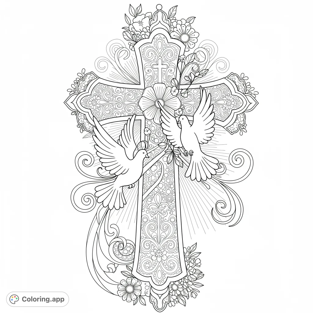 A beautiful Christian coloring page featuring a detailed illustration with clean lines and open spaces for easy coloring. Perfect for kids and adults seeking a peaceful activity.