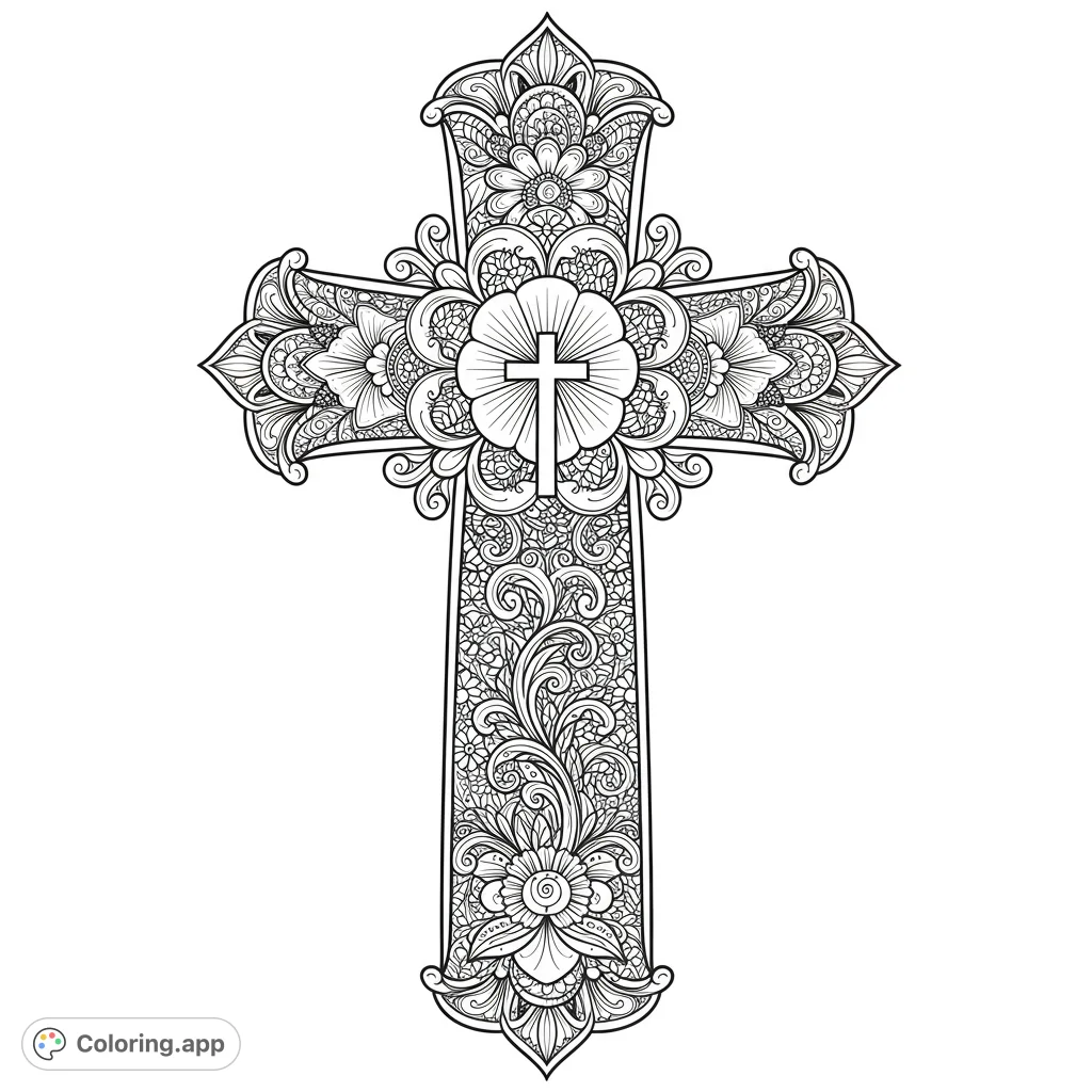 A beautiful Christian coloring page featuring a detailed illustration with clean lines and open spaces for easy coloring. Perfect for kids and adults seeking a peaceful activity.