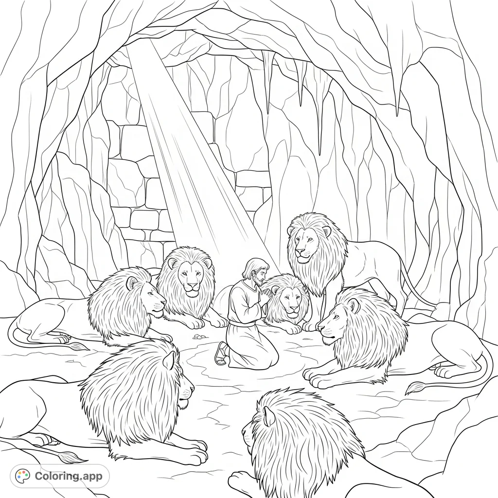 daniel in the lions' den - coloring.app
