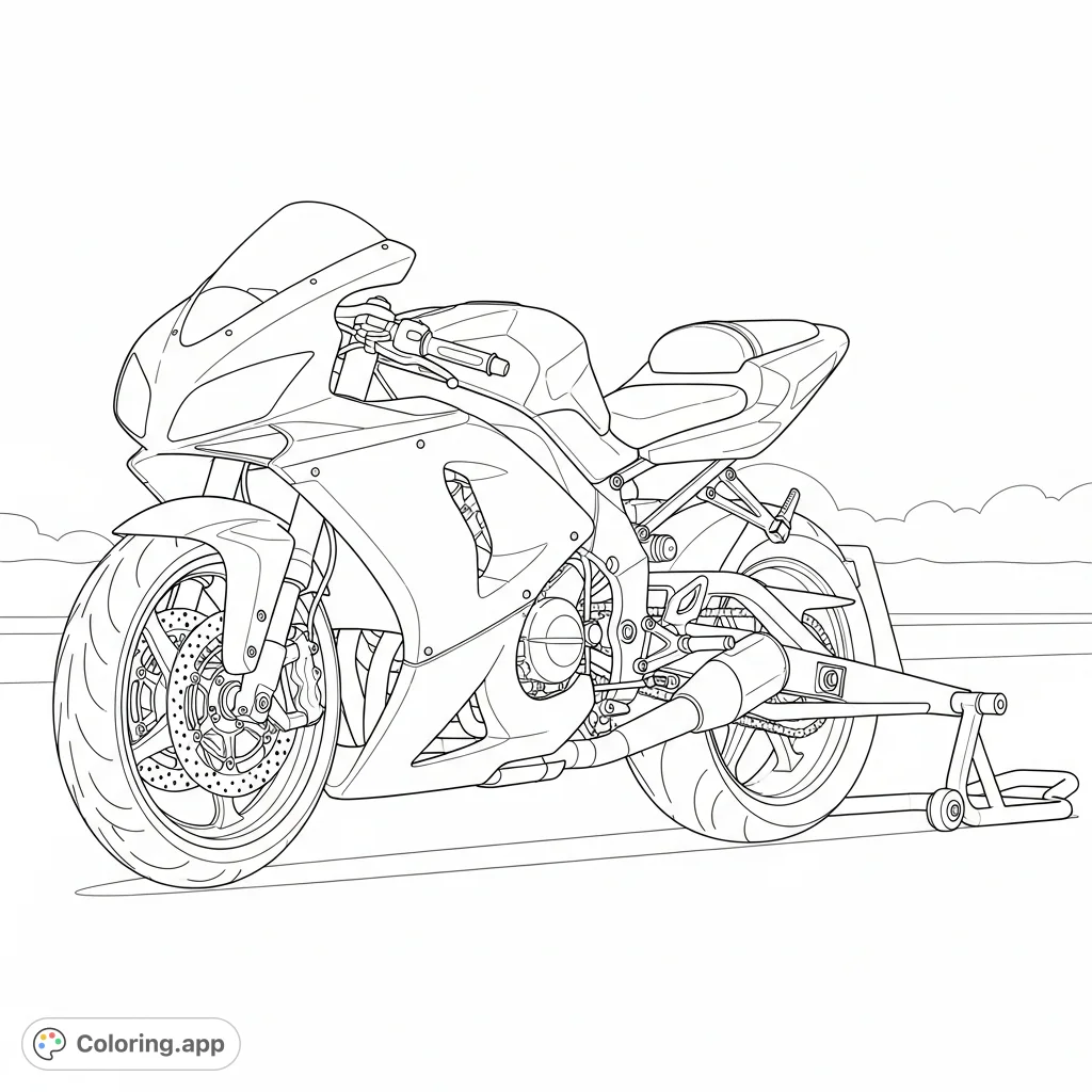 Unleash your inner speed demon with this detailed drag-style sport motorcycle. Features a stretched swingarm and bold, clean lines.